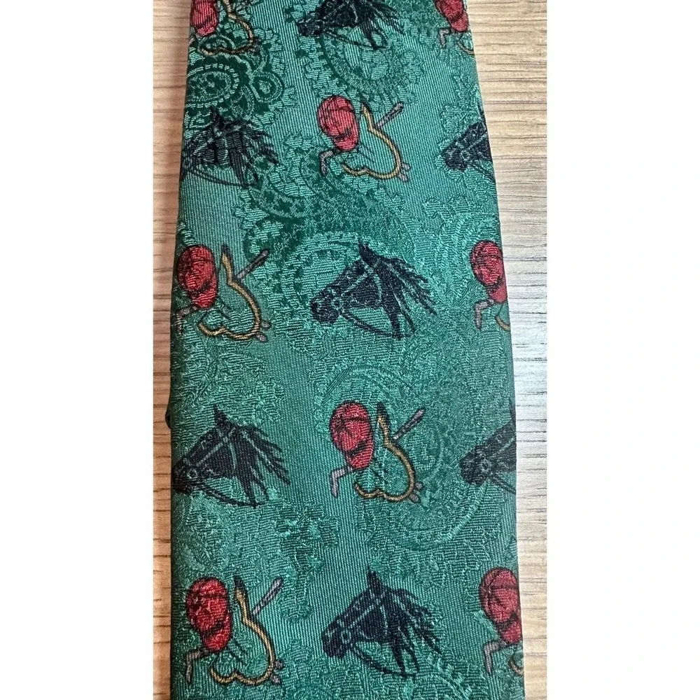 Polo Ralph Lauren Vintage Hand Made Silk Tie Italy Equestrian Horse Head